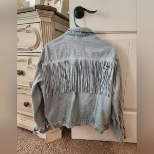 Pink Lily Fringe Jean Jacket